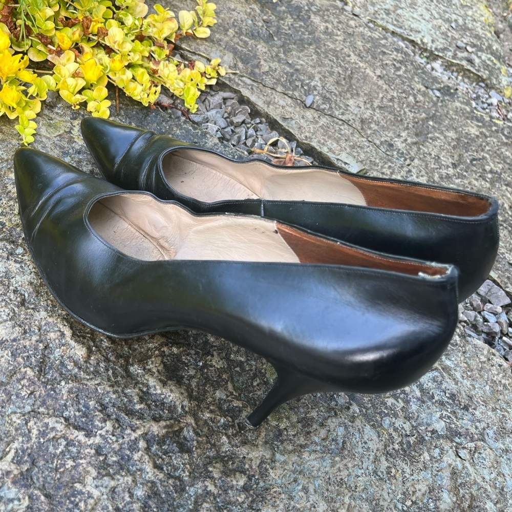 Dior Roger Vivier Vintage Black Leather Women's Heels Size 8.5 Excellent